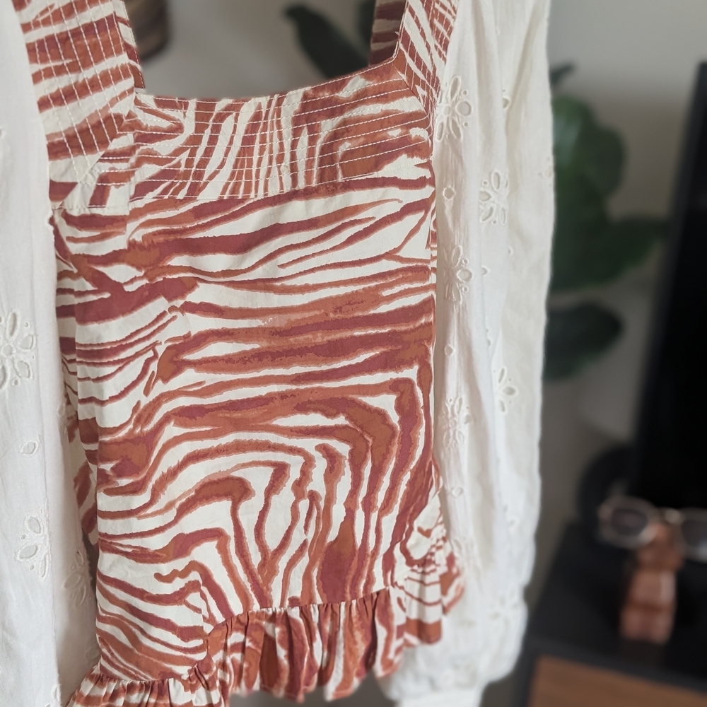 Anthropologie Love The Label Rust and White Zebra Print Top